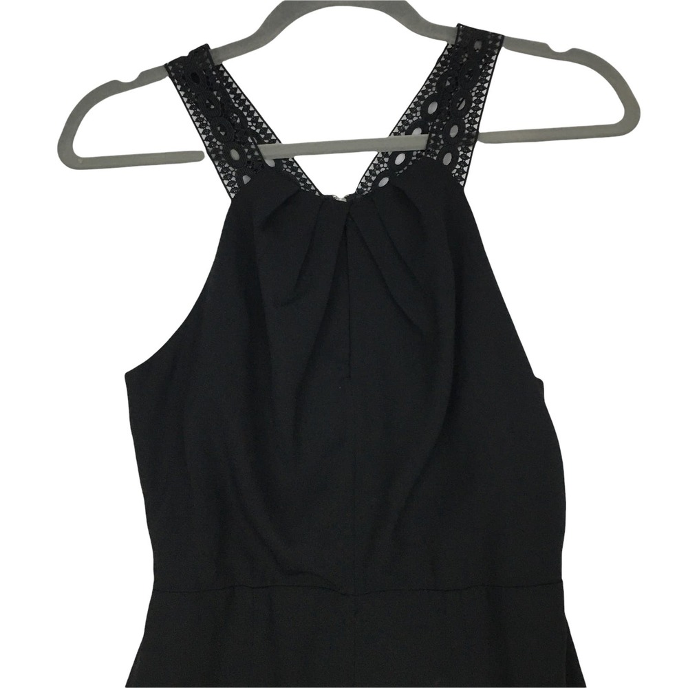 New Lush Lace Trim Black Jumpsuit Size Small - Picture 3 of 13